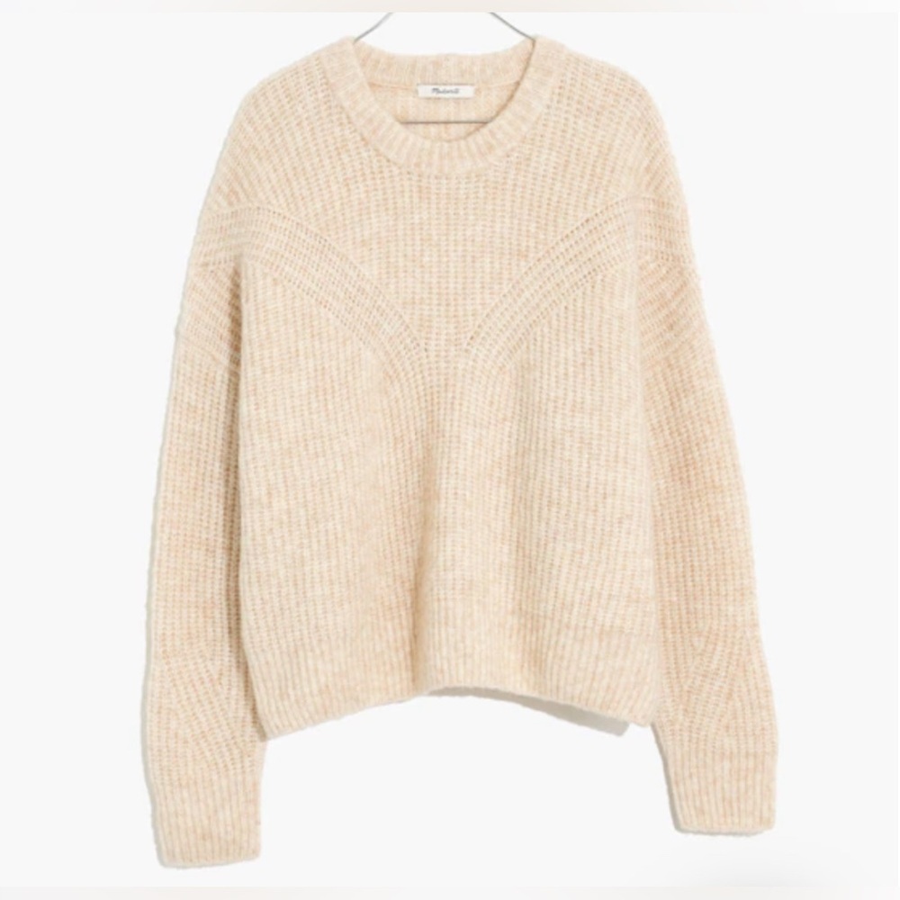 MADEWELL NC688 BELFIORE RIBBED PULLOVER WOOL BLEND HEATHER CHALK XXL
